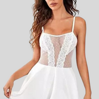 Pure Elegance White Lace Babydoll Nightwear