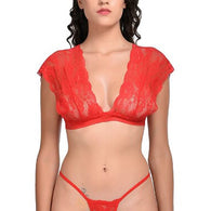 Very Sexy Red Lace Bra G-String Set