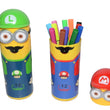 Minions-themed sketch pen set in open case, showcasing the pen designs.