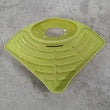 Corner sink strainer basket, triangular drain shelf for kitchen organization.