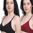 "Women's" T-Shirt Cotton Hosiery Black & Red Bra ( Pack of 2)