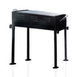 Barbecue grill with wooden handle and skewers