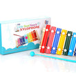 Xylophone set with a focus on colorful bars and wooden frame