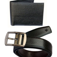 Black  Leather Belt with Wallet