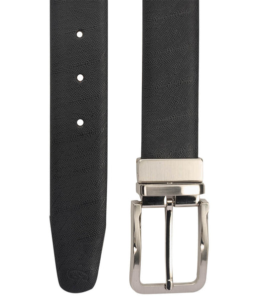 Men Formal Black Genuine Leather Reversible Belt