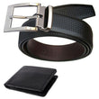 Black Leather Reversible Belt with Wallet