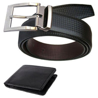 Black Leather Reversible Belt with Wallet