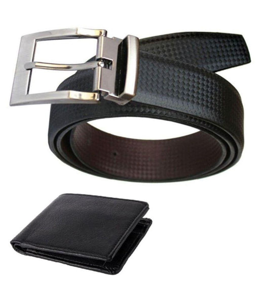 Black Leather Reversible Belt with Wallet