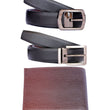 Fashion Black Pin Buckle Leather Belt And Wallet - Combo Of 3