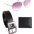 Black Leather Belt For With Wallet & Sunglasses