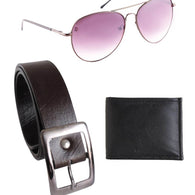 Black Leather Belt For With Wallet & Sunglasses