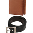 Combo of Black Leather Single Casual Belt with Wallet for Men