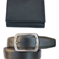 Fashion Black Leather Belt With Wallet