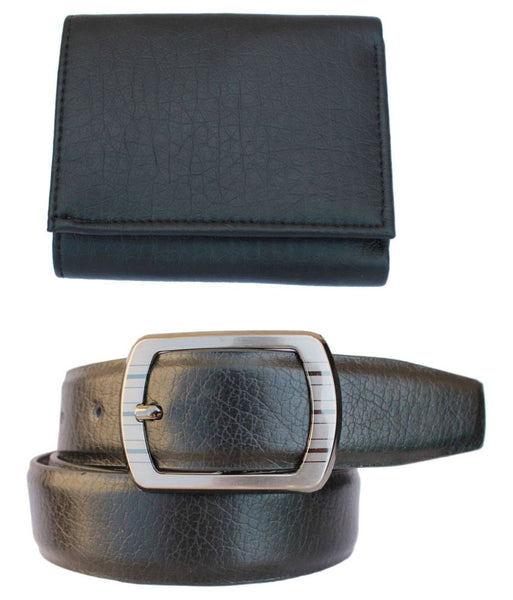 Fashion Black Leather Belt With Wallet