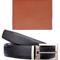 Fashion Black Pin Buckle Leather Belt And Wallet - Combo Of 2