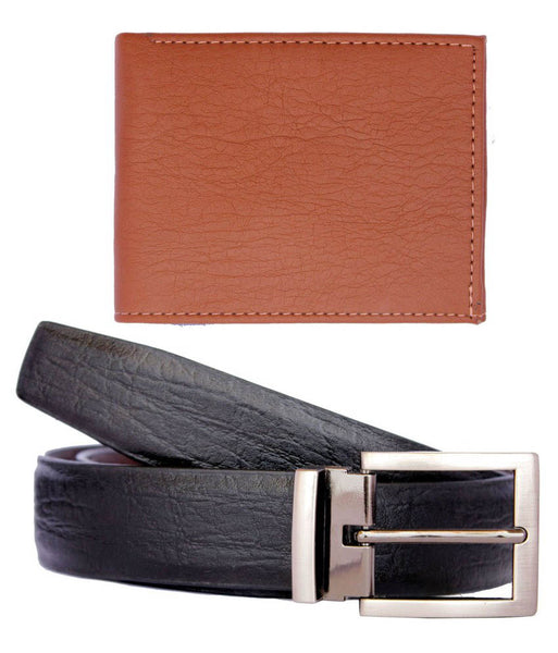 Fashion Black Pin Buckle Leather Belt And Wallet - Combo Of 2