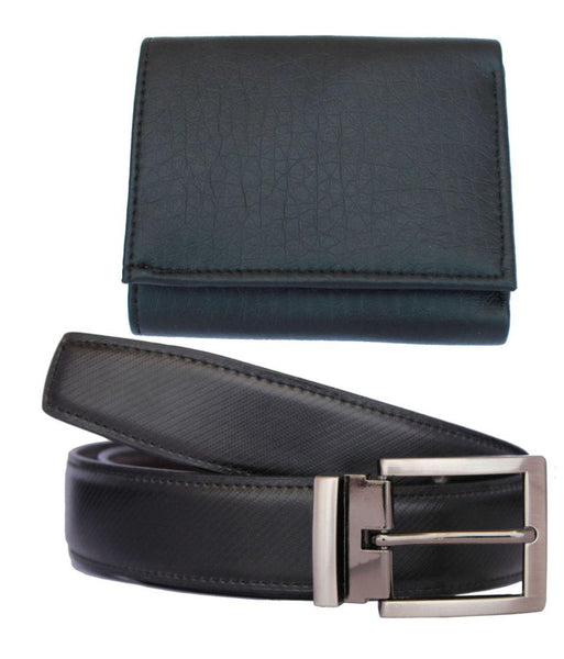 Fashion Black Formal Combo Of Belt And Wallet