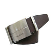 Brown and black Reversible Leather Belt with auto lock buckle