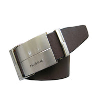 Brown and black Reversible Leather Belt with auto lock buckle