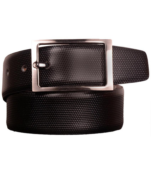 Black Leather Auto Lock Buckle Belt for Men