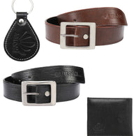 Black Formal Belt With Wallet And Keychain For Men