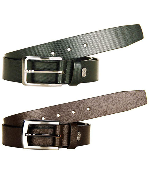 Brown And Black Leather Formal Belt For Men - Pack Of 2