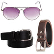 Brown and Black Belt for Men with Sunglasses