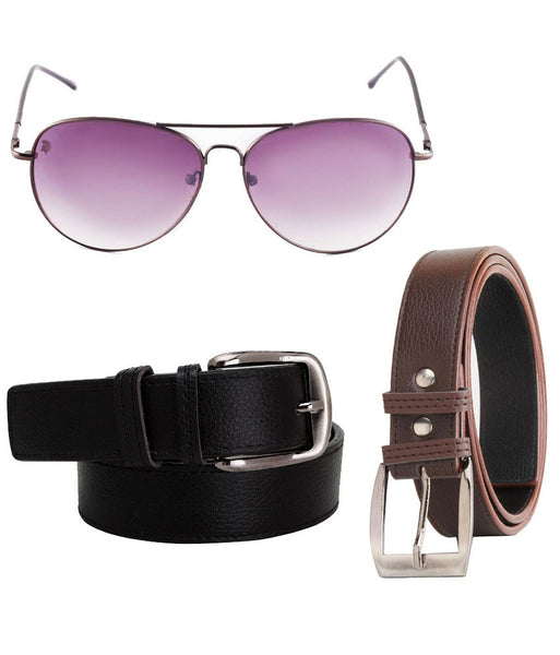 Brown and Black Belt for Men with Sunglasses