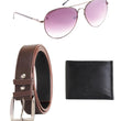 Brown Leather Belt For With Wallet & Sunglasses