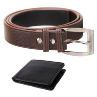 Brown Leather Belt With Wallet For Men-Pack of 2