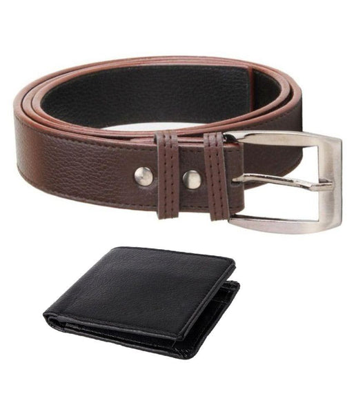 Brown Leather Belt With Wallet For Men-Pack of 2