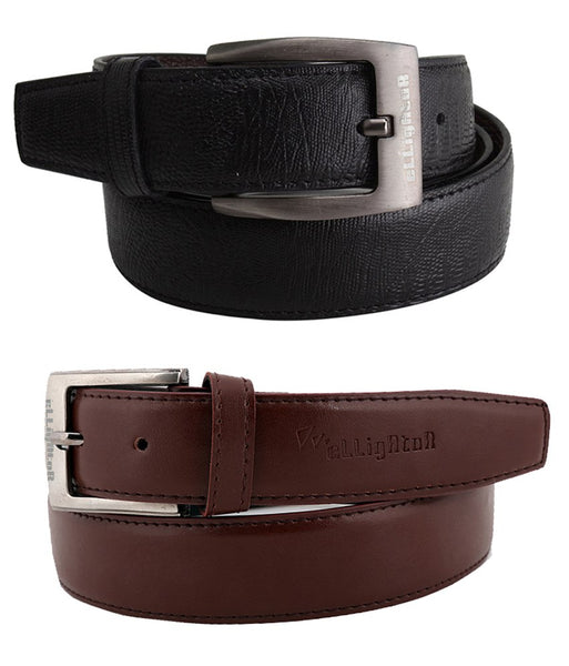 Combo Of Black & Brown Leather Belt For Men