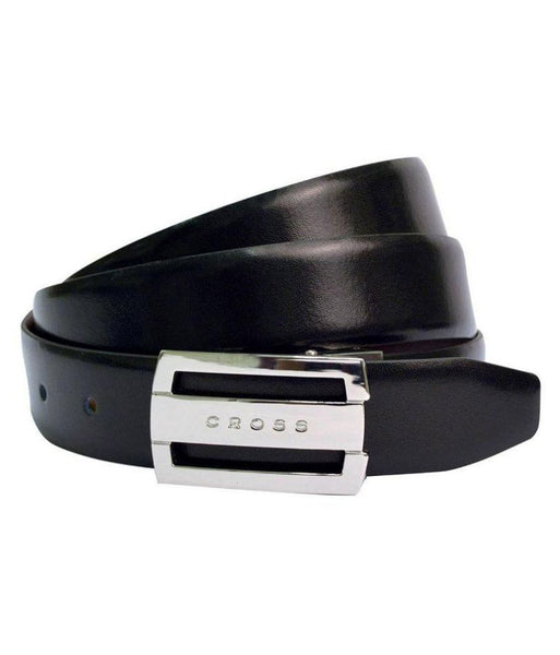 Black Leather Reversible Belt for Men