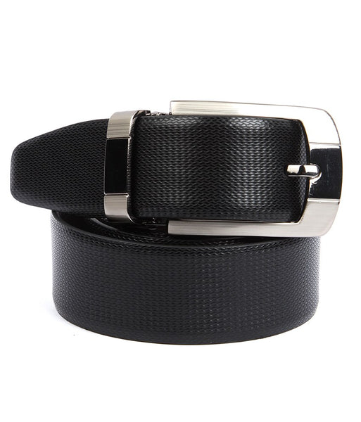 Black Leather Reversible Formal Belt For Men