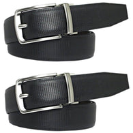 Black Leather Reversible Belt For Men - Pack of 2