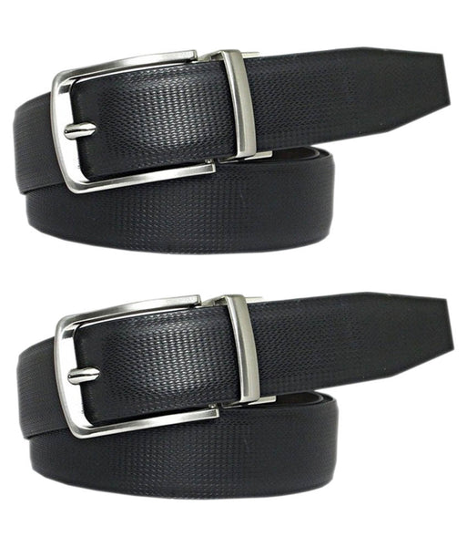 Black Leather Reversible Belt For Men - Pack of 2