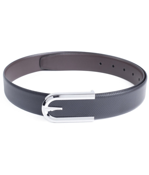 Black Leather Formal Belt for Men