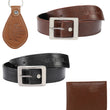 Combo of Black and Brown 2 Leather Belts for Men, Wallet and Key Chain