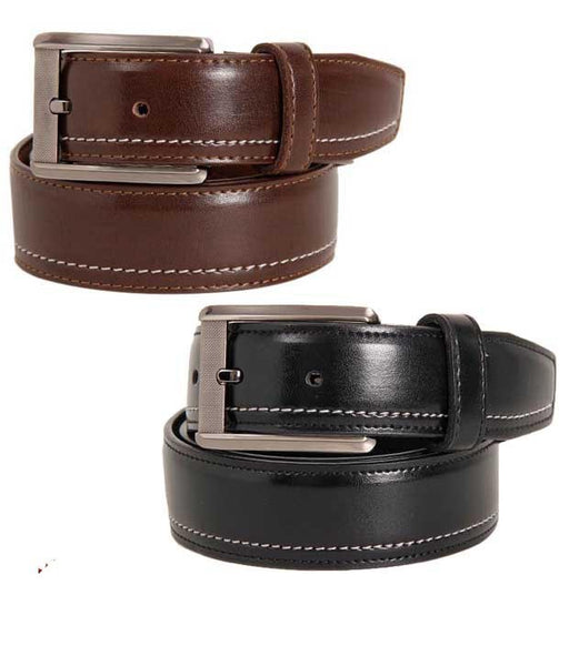 Black-Brown Contrast Stitched Belts Combo