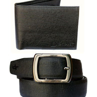 Fashion Black PU Leather Belt And Wallet Combo Of 2