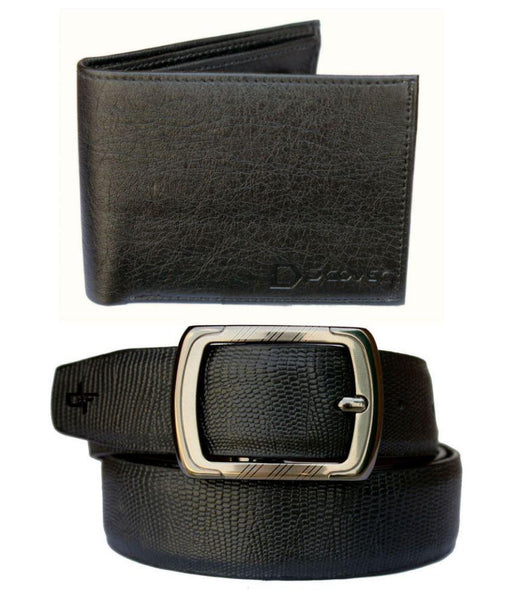 Fashion Black PU Leather Belt And Wallet Combo Of 2