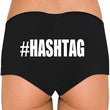 Customize Black Hashtag Cotton Boyshort Panty