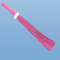 Plastic broom for wet and dry floor cleaning.