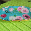 Medium Plastic Flower Printed Design Serving Tray (1 Pc / 31 x 21 CM / Mix Color)