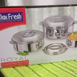 Royal Unique Hot Pot Stainless Steel Insulated Serving Casserole with Lid & Handle (3 pcs Set)