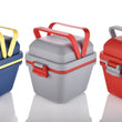 Durable lunch box with handle and push lock feature