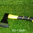 Rubberized handle hatchet axe, fiberglass body.