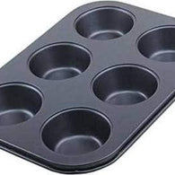 Non-stick reusable cupcake baking tray for 6 muffins.