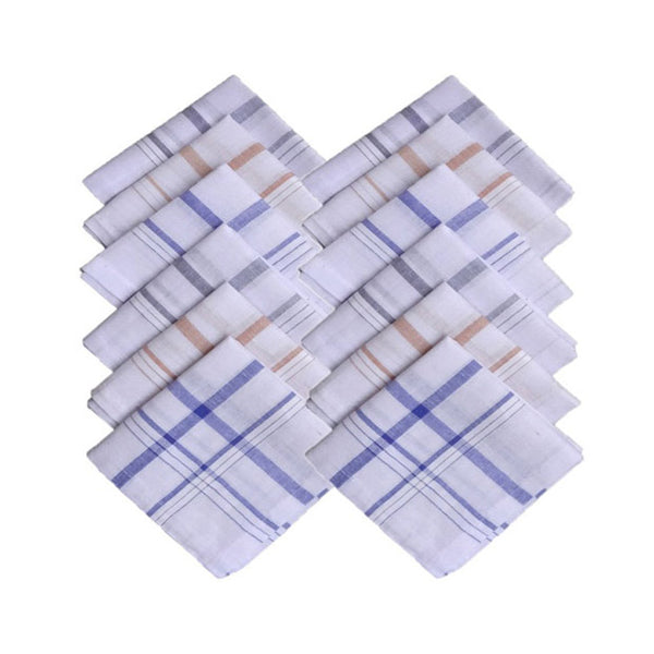 Fab White Cotton Handkerchief - 12 Piece Pack