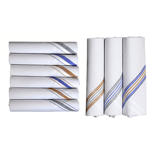 Handkerchiefs With Stripe Pattern-Pack of 12